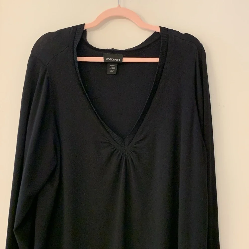 Lane Bryant V-Neck Black Long Sleeve Sweater.  Size 22/24.